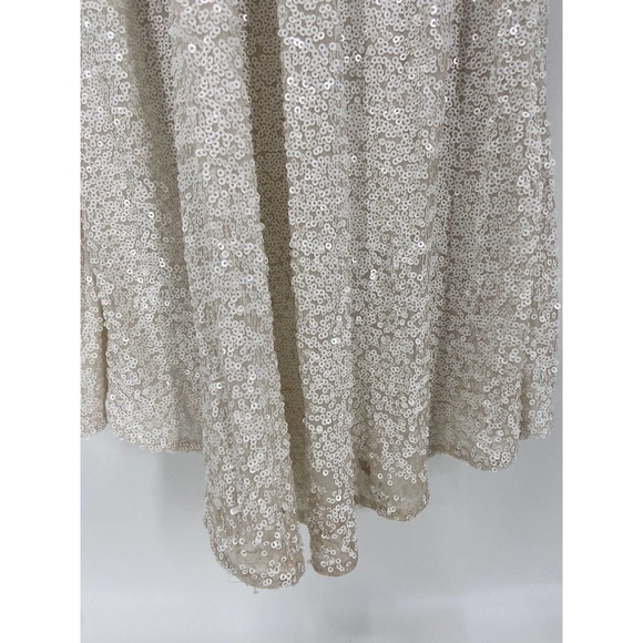 Badgley Mischka Sequined Draped Cowl Back Cap Sleeve Formal Maxi Gown Size 4 - Picture 7 of 8